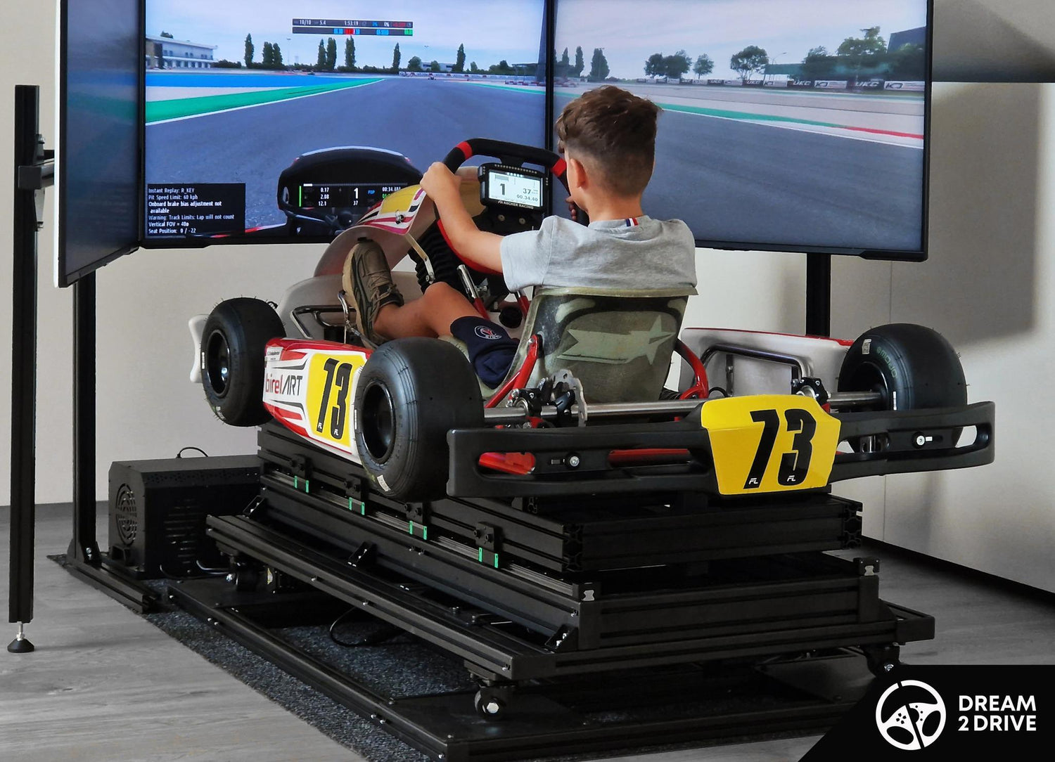Young driver training on a Dream 2 Drive karting simulator